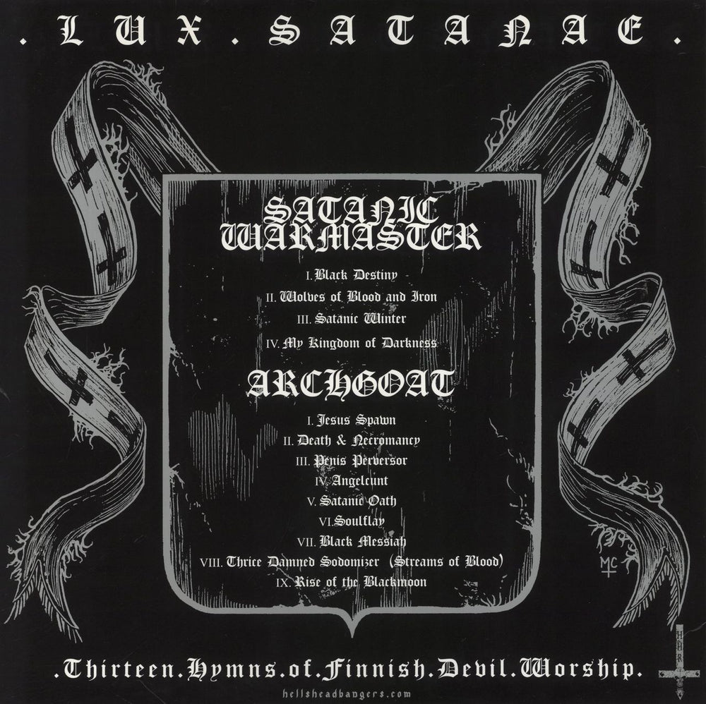 Satanic Warmaster Lux Satanae (Thirteen Hymns Of Finnish Devil Worship) US vinyl LP album (LP record) 827166357126