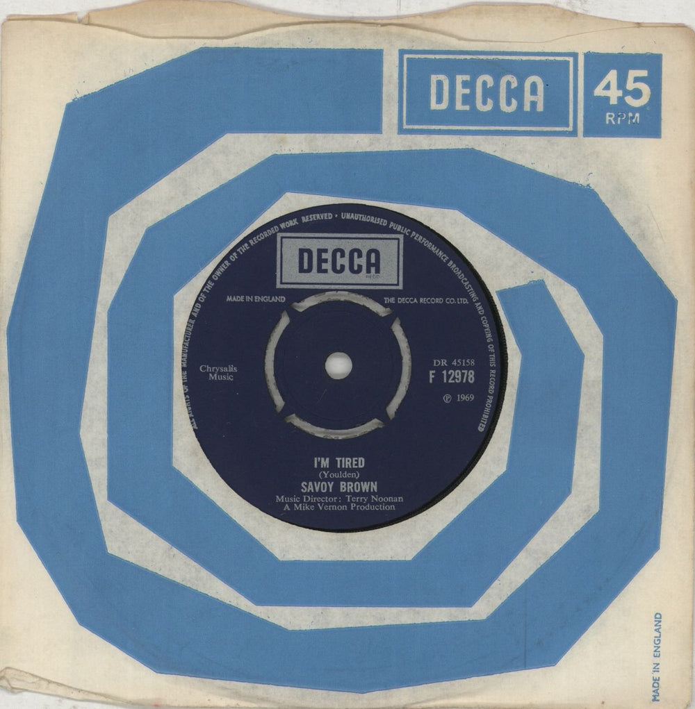 Savoy Brown I'm Tired UK 7" vinyl single (7 inch record / 45) F12978