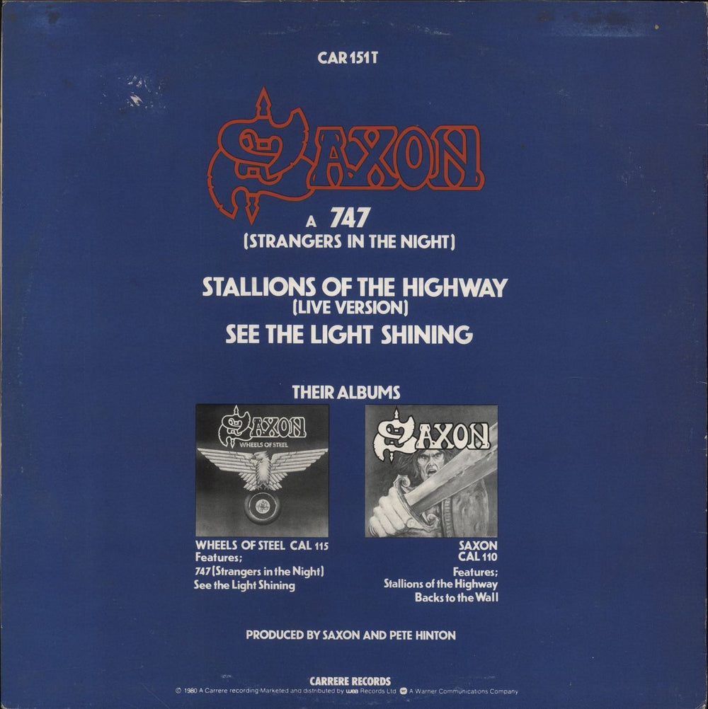 Saxon 747 (Strangers In The Night) UK 12" vinyl single (12 inch record / Maxi-single)