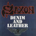 Saxon Denim And Leather - Blue & White Splatter Vinyl UK vinyl LP album (LP record) BMGCAT161LP