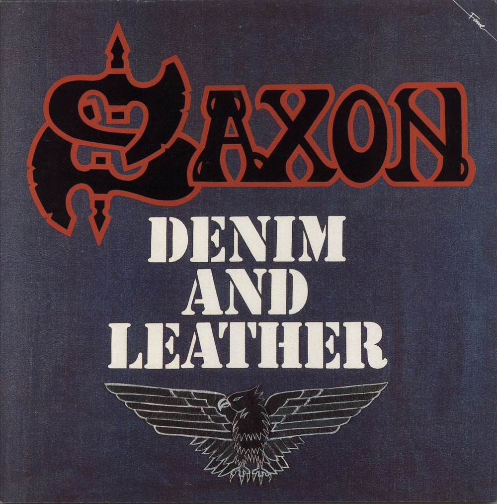 Saxon Denim And Leather UK vinyl LP album (LP record) FA3175