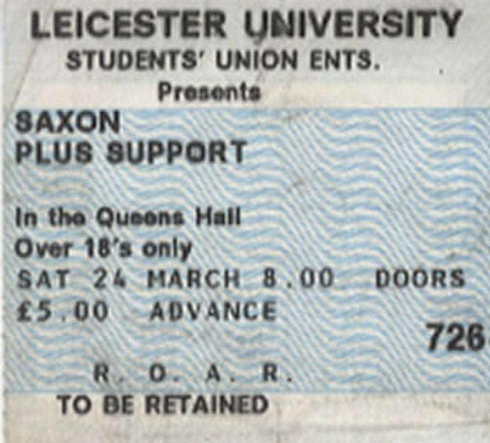 Saxon Leicester University UK concert ticket CONCERT TICKET