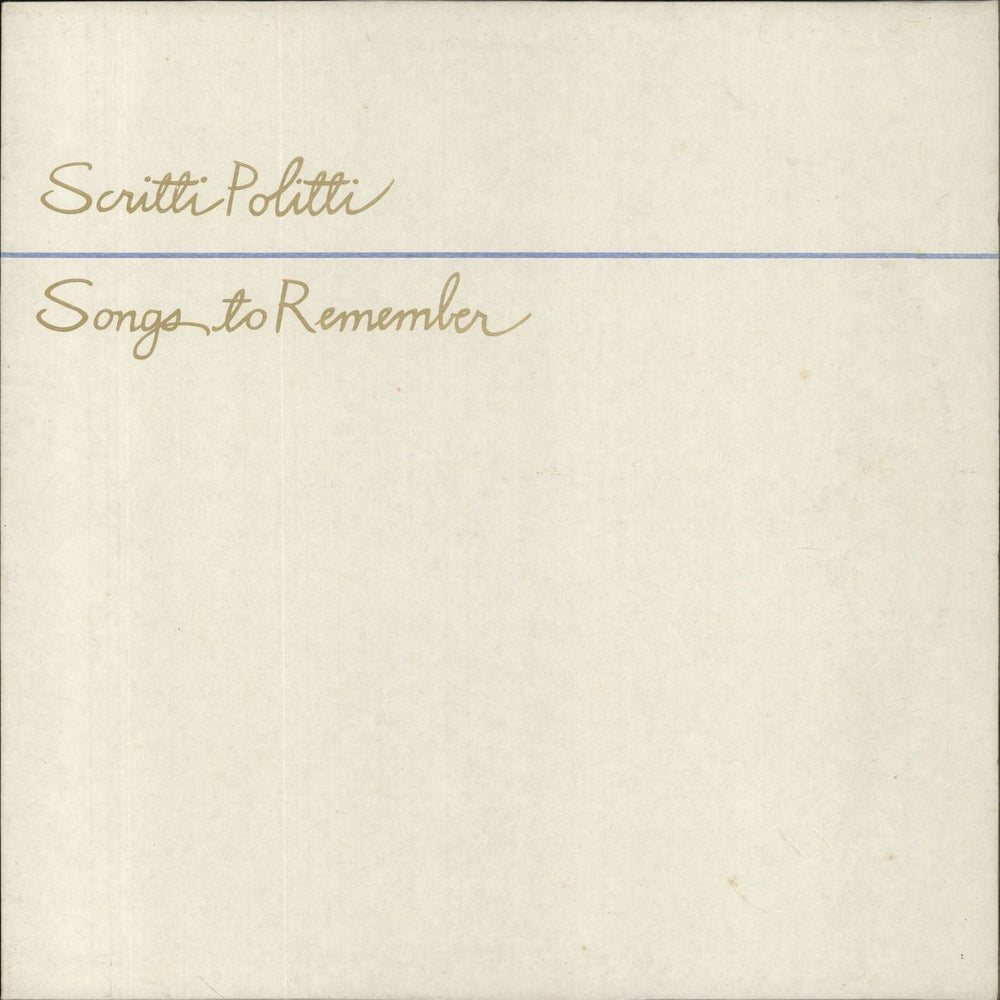 Scritti Politti Songs To Remember - Embossed Sleeve UK vinyl LP album (LP record) ROUGH20