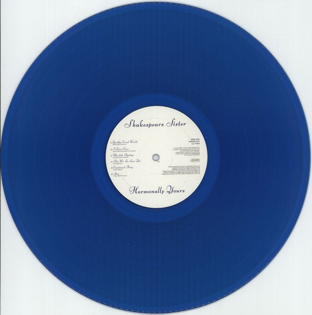 Shakespear's Sister Hormonally Yours - Transparent Blue Vinyl UK vinyl LP album (LP record) SISLPHO878979