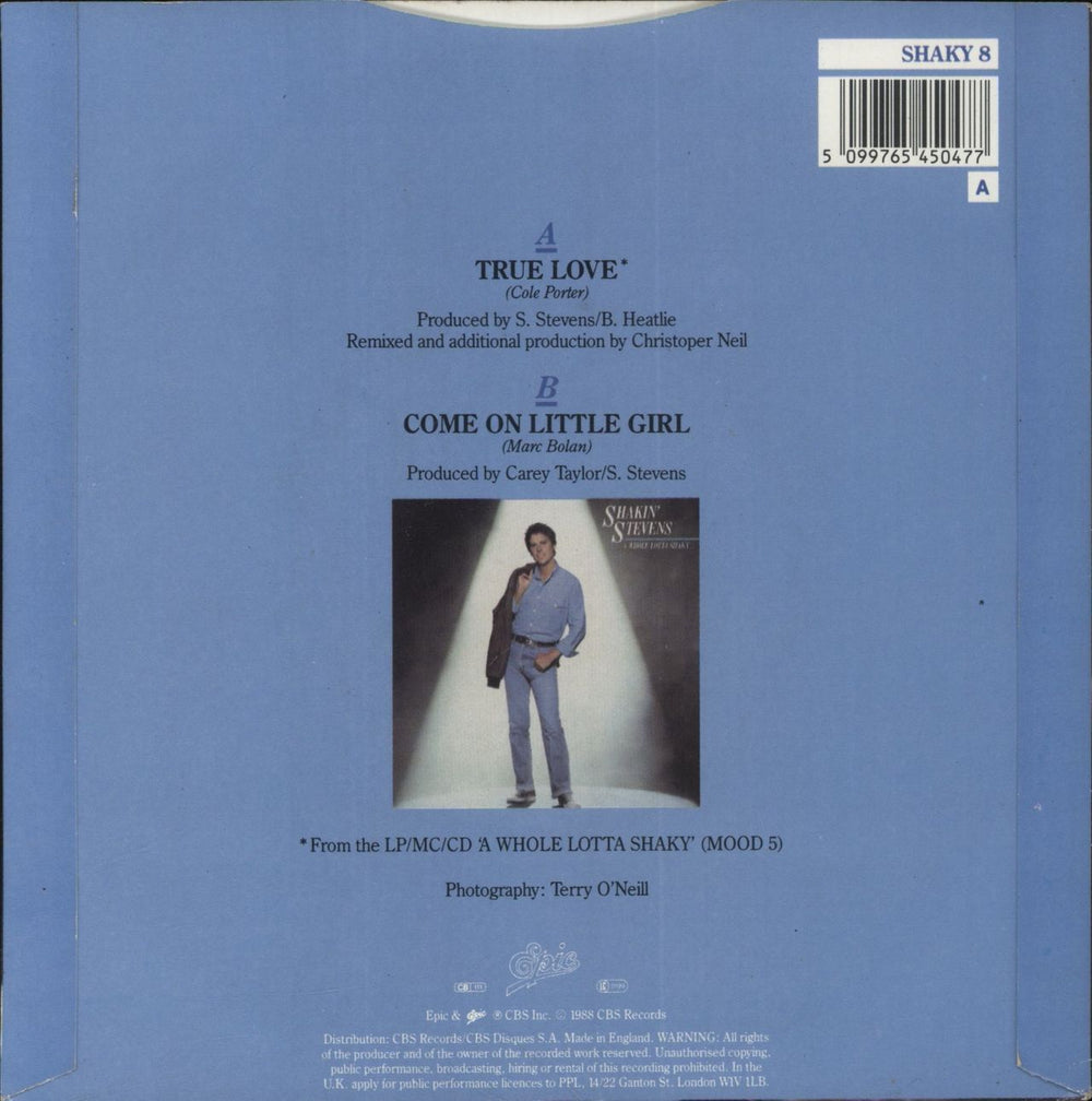 Shakin' Stevens True Love UK 7" vinyl single (7 inch record / 45) 5099765450477