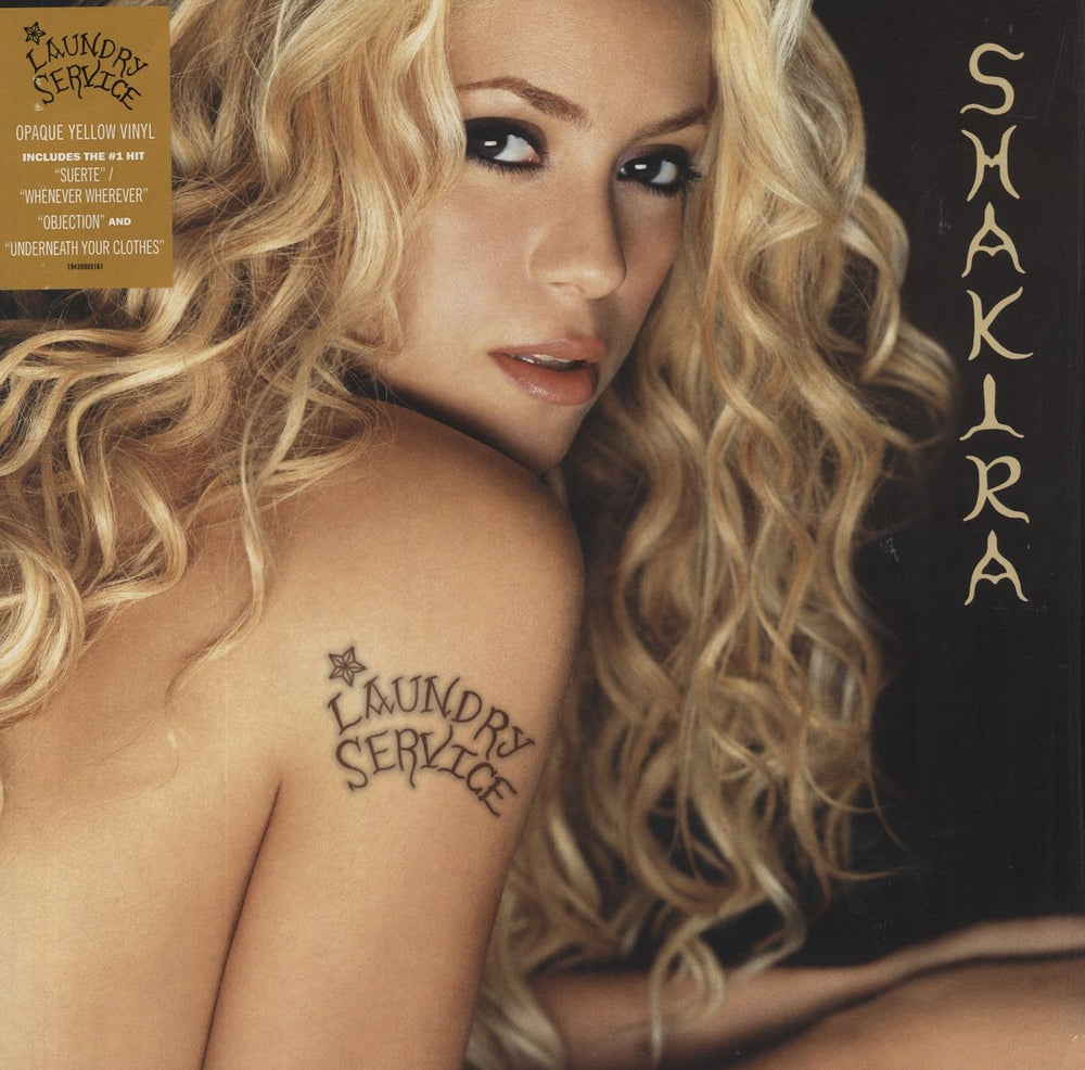 Shakira Laundry Service - Opaque Yellow Vinyl - stickered shrink UK 2-LP vinyl record set (Double LP Album) 19439905161