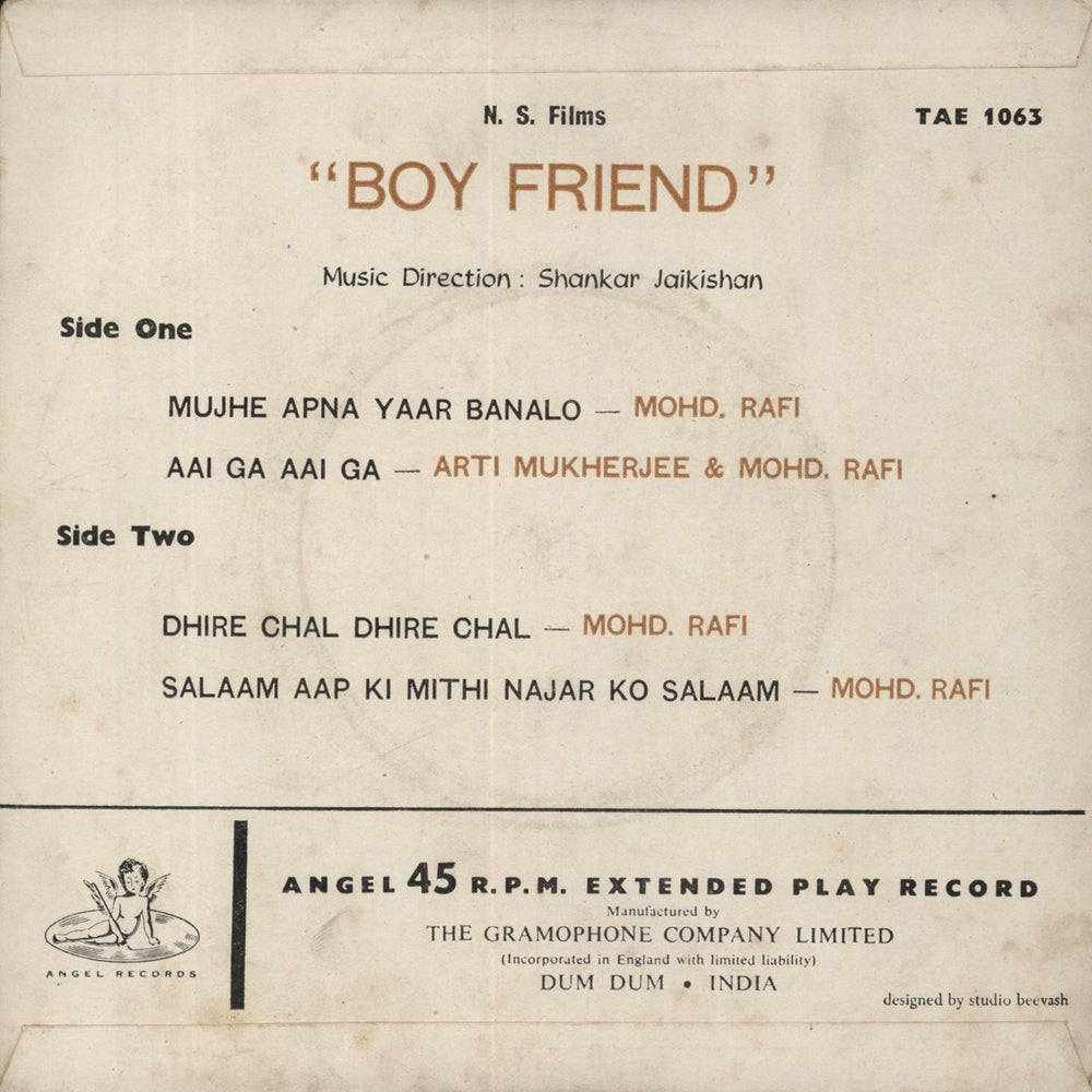 Shankar-Jaikishan Boy Friend Indian 7" vinyl single (7 inch record / 45)