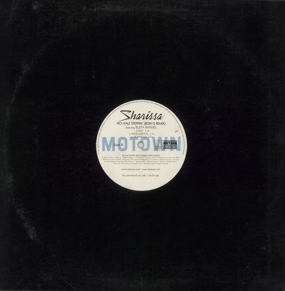 Sharissa No Half Steppin' (Remixes) US 12" vinyl single (12 inch record / Maxi-single)