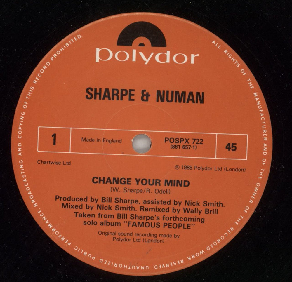 Sharpe & Numan Change Your Mind UK 12" vinyl single (12 inch record / Maxi-single) 3IC12CH37672