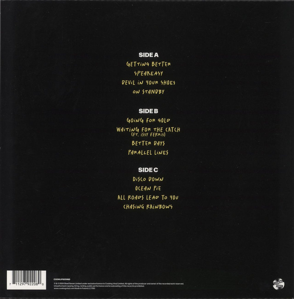 Shed Seven Liquid Gold - Yellow Vinyl - Autographed UK 2-LP vinyl record set (Double LP Album) 711297922080