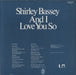 Shirley Bassey And I Love You So UK vinyl LP album (LP record)