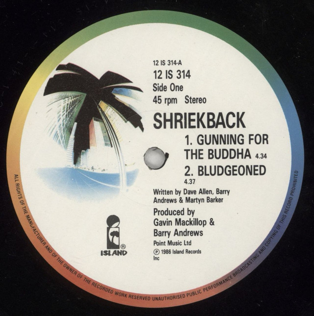 Shriekback Gunning For The Buddha UK 12" vinyl single (12 inch record / Maxi-single) SRK12GU877369