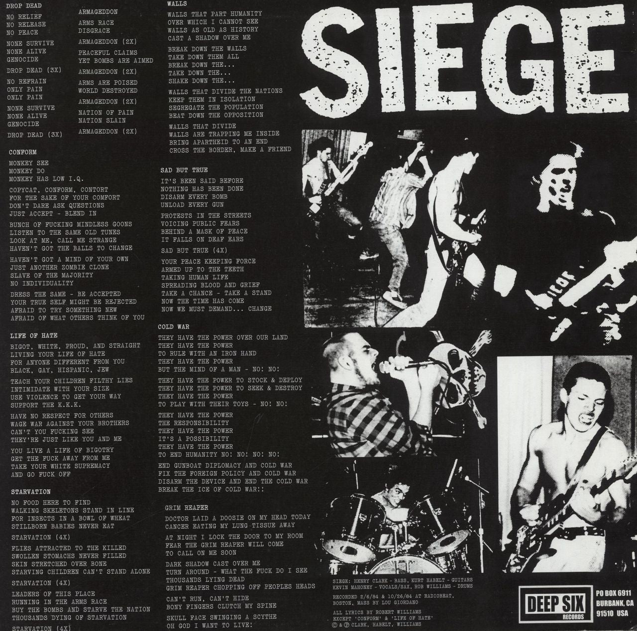 Siege Drop Dead US 12" vinyl single (12 inch record / Maxi-single)