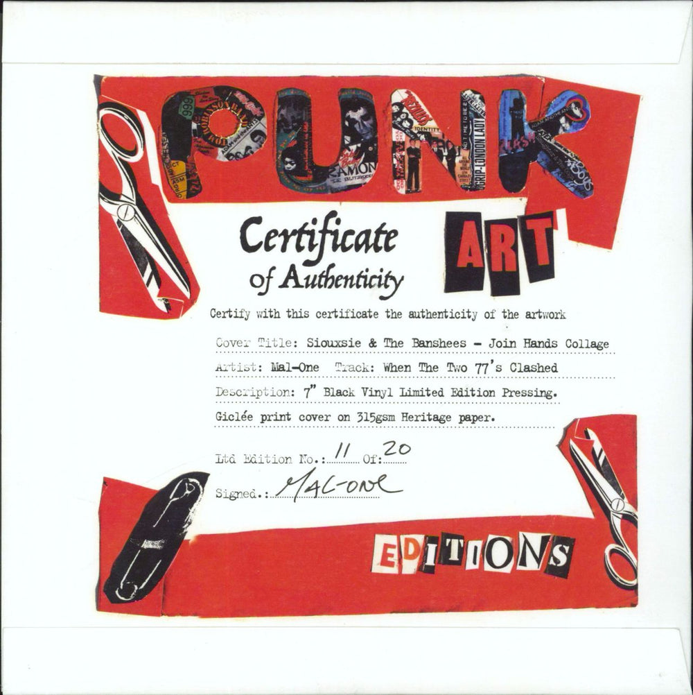 Siouxsie & The Banshees Join Hands - Punk Art Sleeve UK 7" vinyl single (7 inch record / 45)