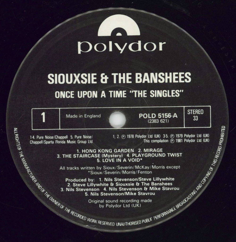 Siouxsie & The Banshees Once Upon A Time / The Singles + Insert - EX UK vinyl LP album (LP record) SIOLPON768014