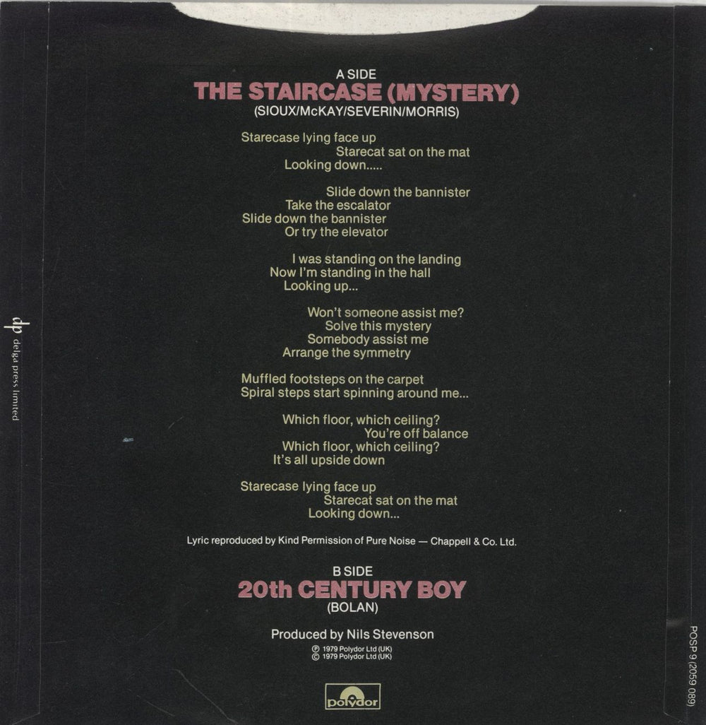 Siouxsie & The Banshees The Staircase (Mystery) - EX UK 7" vinyl single (7 inch record / 45)