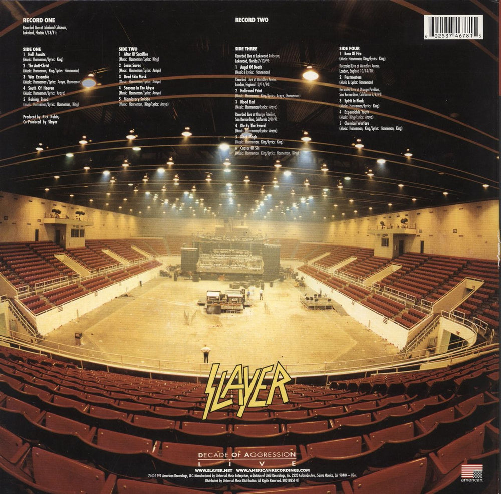 Slayer Decade Of Aggression - Live - 180g US 2-LP vinyl record set (Double LP Album) 600753461808