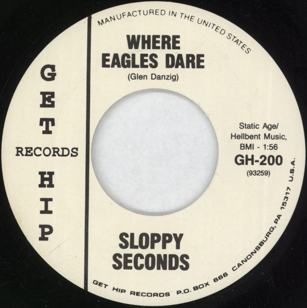 Sloppy Seconds Where Eagles Dare US 7" vinyl single (7 inch record / 45) 9W107WH870535