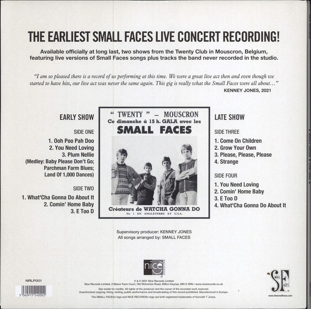 Small Faces Live 1966 - Autographed UK 2-LP vinyl record set (Double LP Album) SMF2LLI786878