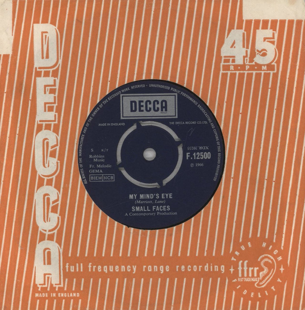 Small Faces My Mind's Eye - 1st UK 7" vinyl single (7 inch record / 45) F.12500