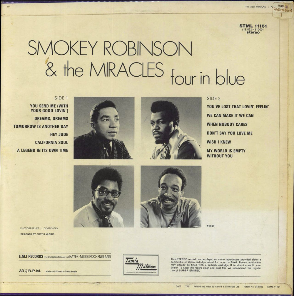 Smokey Robinson & The Miracles Four In Blue UK vinyl LP album (LP record)