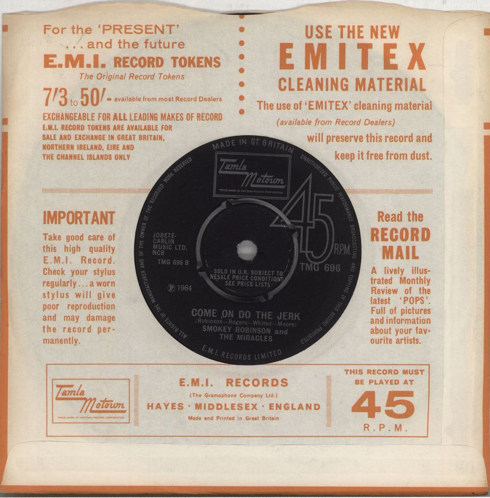 Smokey Robinson & The Miracles The Tracks Of My Tears - 4pr UK 7" vinyl single (7 inch record / 45)