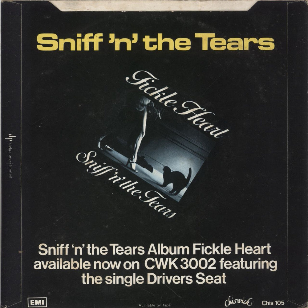 Sniff 'n' The Tears Drivers Seat + Sleeve UK 7" vinyl single (7 inch record / 45)