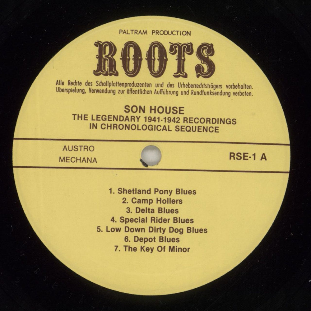 Son House The Legendary 1941-1942 Recordings In Chronological Sequence Austrian vinyl LP album (LP record) S\HLPTH877884