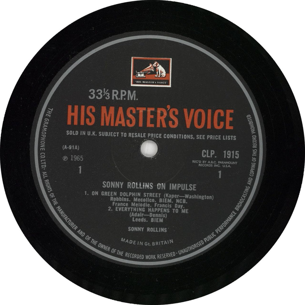 Sonny Rollins On Impulse! UK vinyl LP album (LP record)