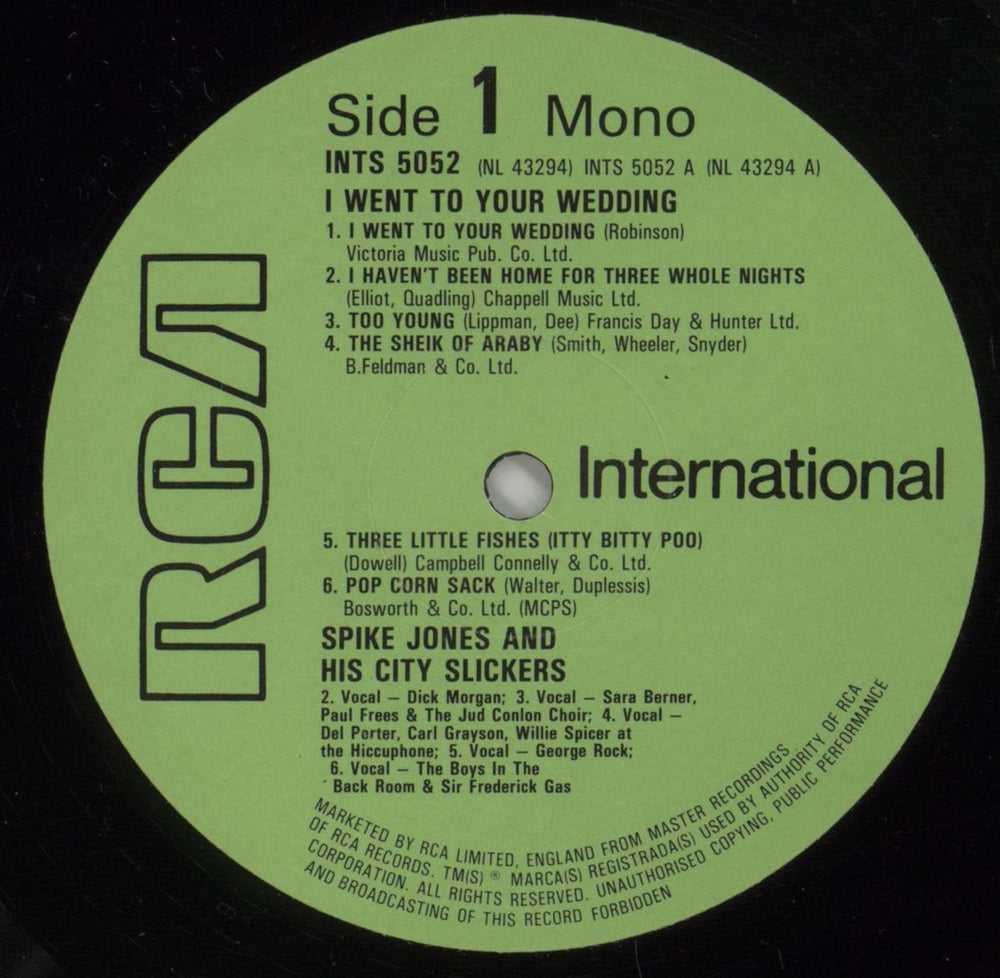 Spike Jones I Went To Your Wedding UK vinyl LP album (LP record) SKJLPIW341914