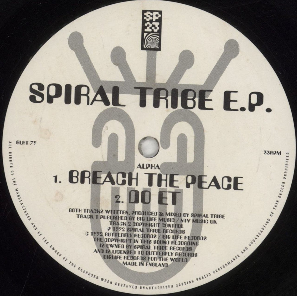 Spiral Tribe Breach The Peace UK 12" vinyl single (12 inch record / Maxi-single) 5S912BR853471