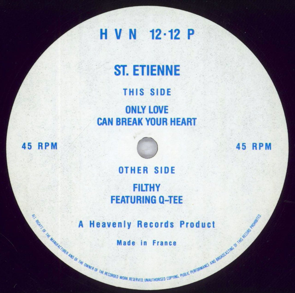 St Etienne Only Love Can Break Your Heart UK Promo 12" vinyl single (12 inch record / Maxi-single) HVN12.12P