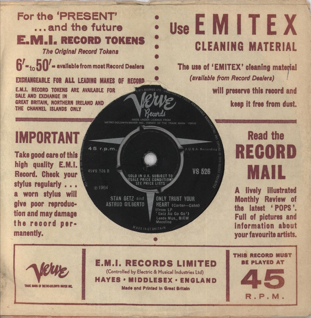 Stan Getz The Telephone Song UK 7" vinyl single (7 inch record / 45)