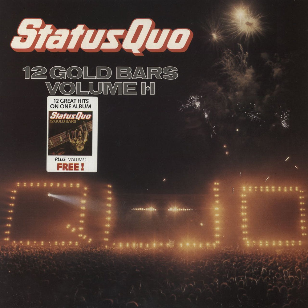 Status Quo 12 Gold Bars Volume 1+1 + Hype Sticker UK vinyl LP album (LP record) QUOTV2