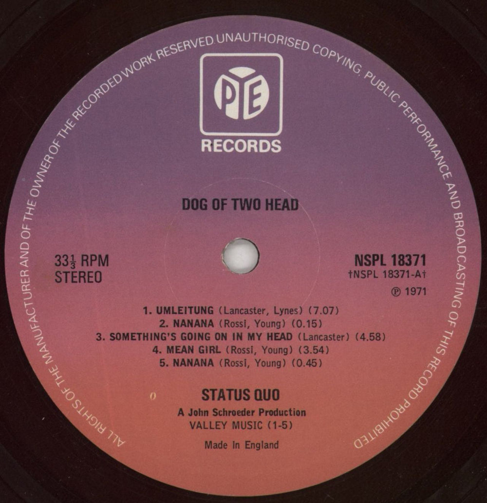 Status Quo Dog Of Two Head - Brown Vinyl UK vinyl LP album (LP record) QUOLPDO703093
