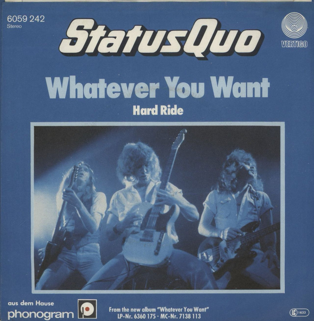 Status Quo Whatever You Want - P/S German 7" vinyl single (7 inch record / 45)