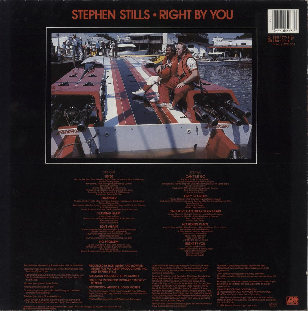 Stephen Stills Right By You German vinyl LP album (LP record) 075678017711