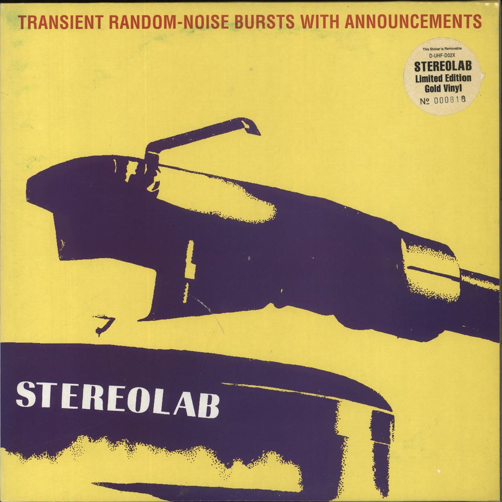 Stereolab Transient Random-Noise Bursts With Announcements - Gold vinyl UK 2-LP vinyl record set (Double LP Album) D-UHF-D02X