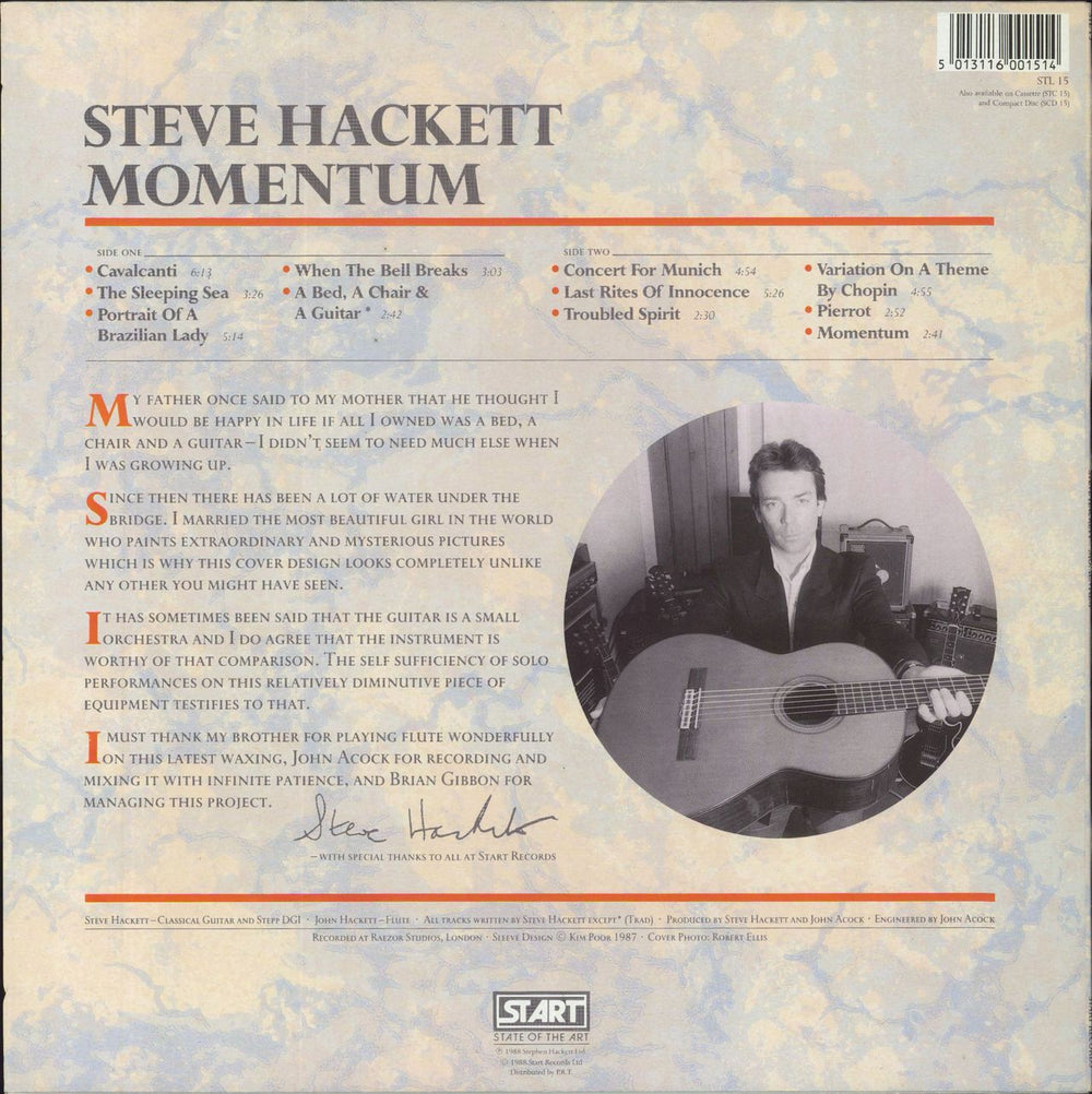 Steve Hackett Momentum UK vinyl LP album (LP record) 5013116001514