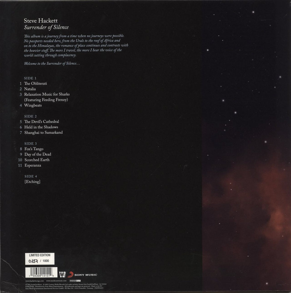 Steve Hackett Surrender Of Silence - 180 Gram Red & Black Vinyl + CD - Autographed UK 2-LP vinyl record set (Double LP Album) 194399141519