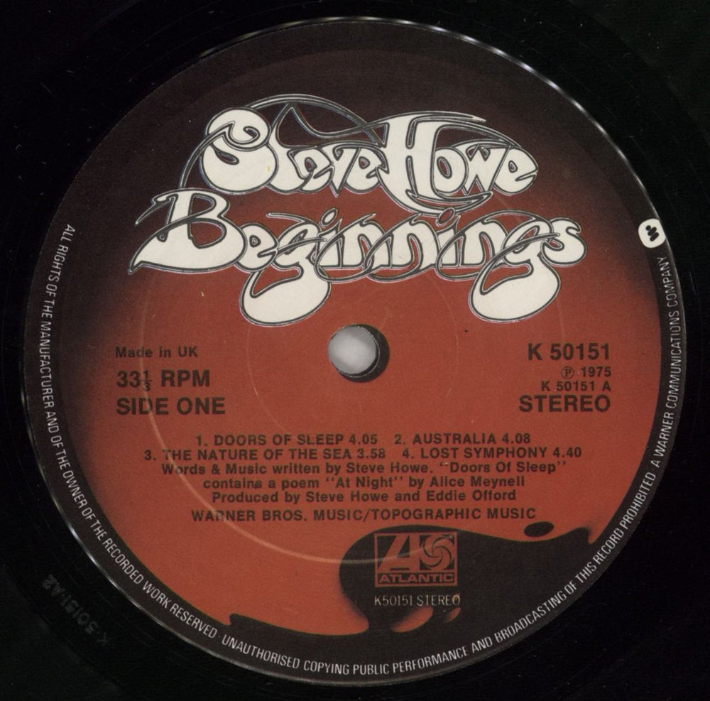 Steve Howe Beginnings UK vinyl LP album (LP record) SVHLPBE778004