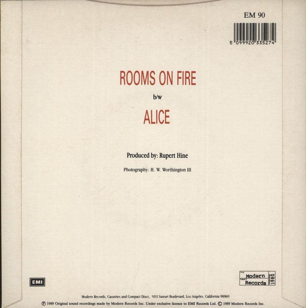 Stevie Nicks Rooms On Fire - Solid UK 7" vinyl single (7 inch record / 45) 5099920335274