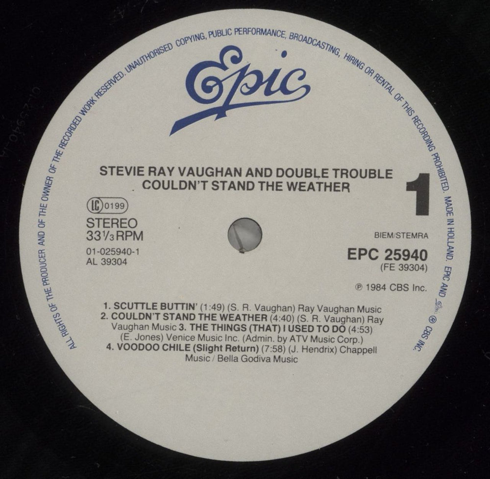 Stevie Ray Vaughan Couldn't Stand The Weather UK vinyl LP album (LP record) SRVLPCO228308