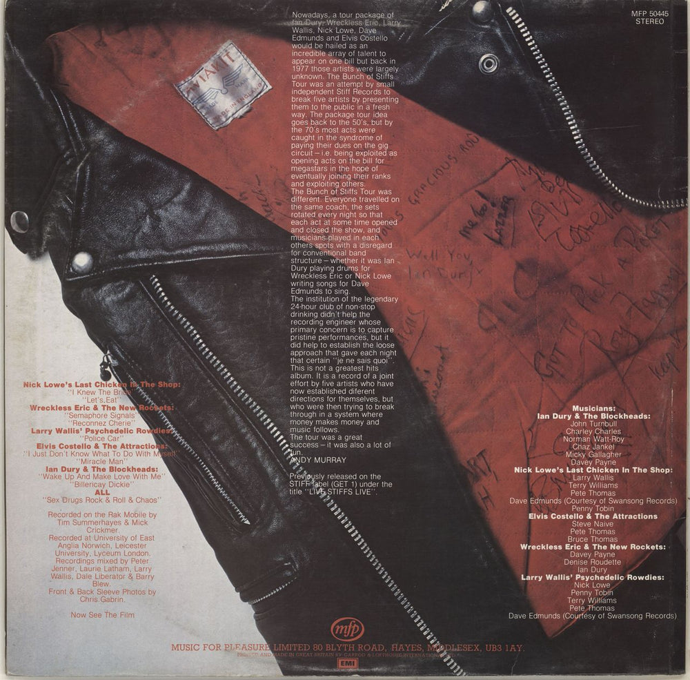 Stiff Records Live Stiffs UK vinyl LP album (LP record)