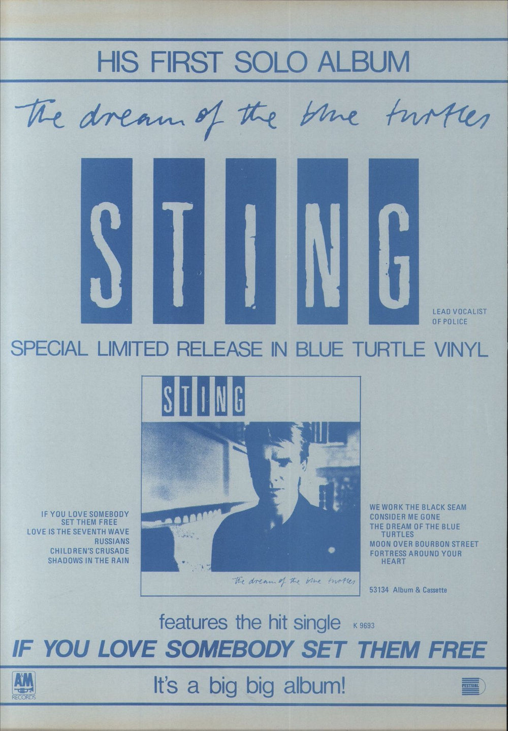 Sting The Dream Of The Blue Turtles - Complete Australian vinyl LP album (LP record)