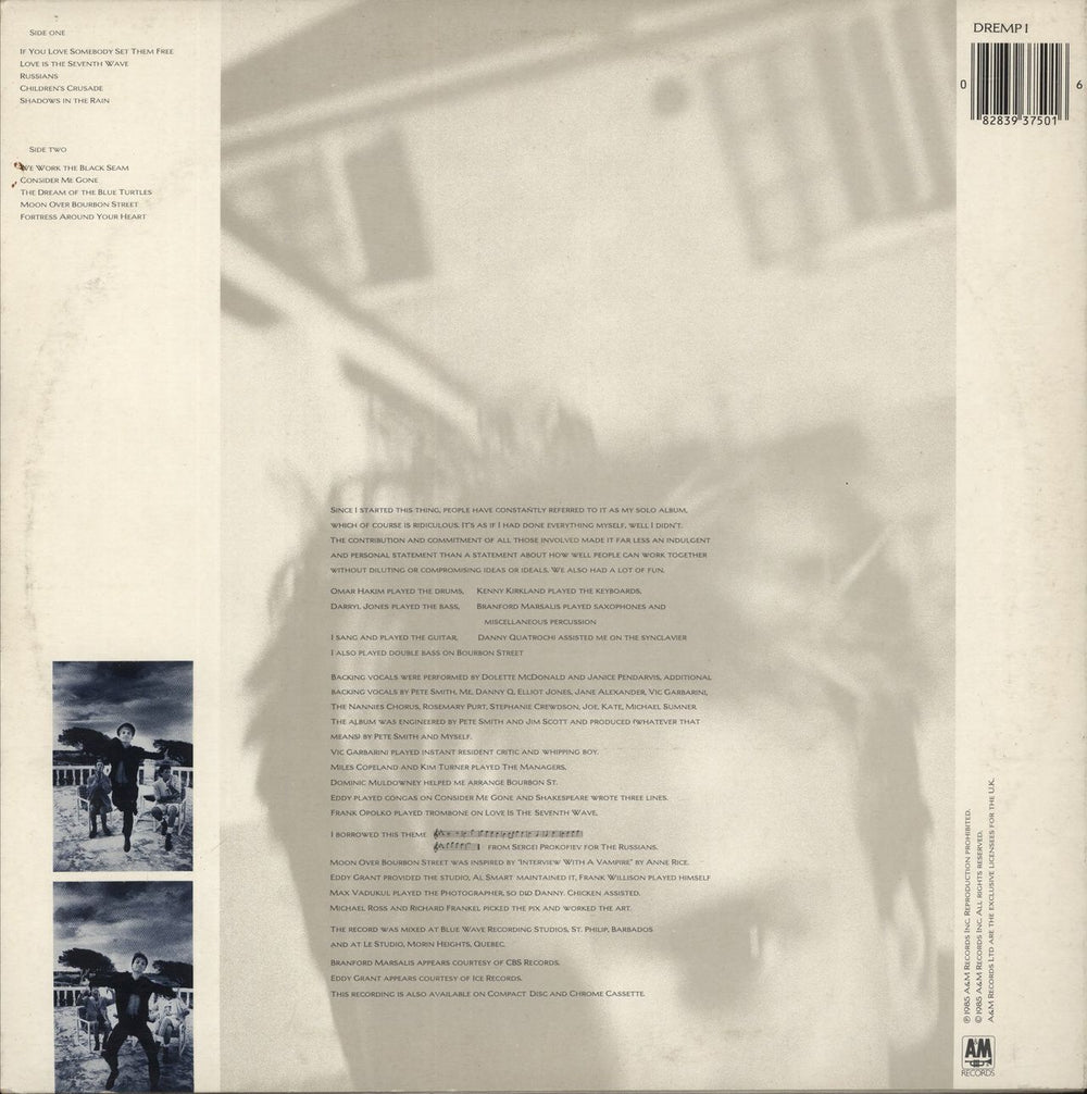 Sting The Dream Of The Blue Turtles UK picture disc LP (vinyl picture disc album) 082839375016