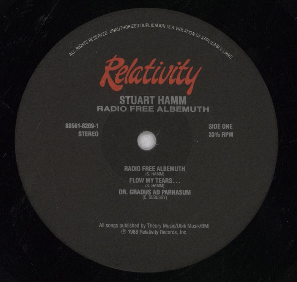 Stuart Hamm Radio Free Albemuth US vinyl LP album (LP record) 0TVLPRA846680