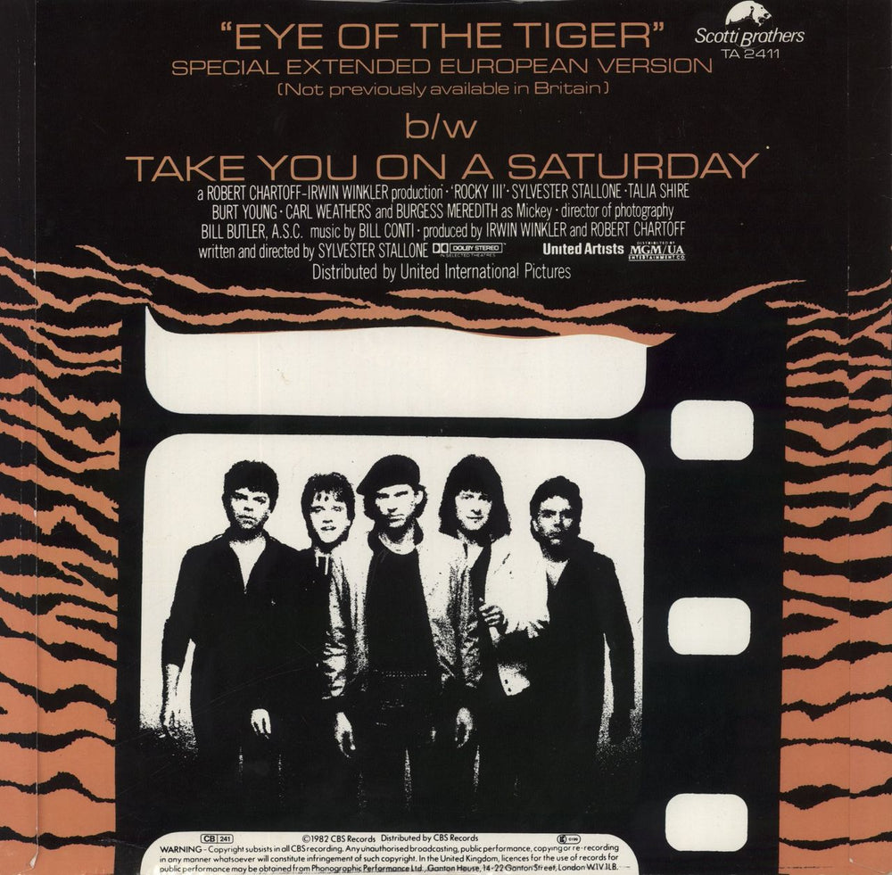 Survivor Eye Of The Tiger UK 12" vinyl single (12 inch record / Maxi-single)