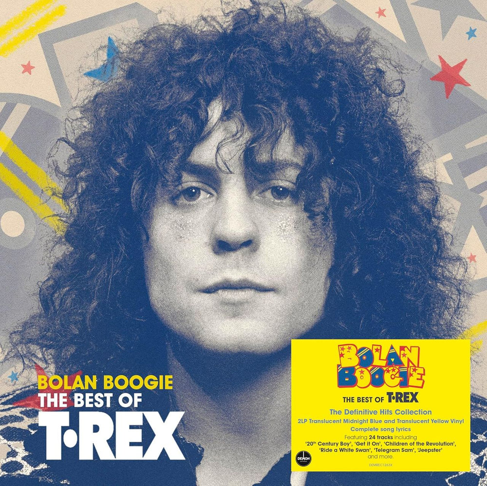 T-Rex / Tyrannosaurus Rex Bolan Boogie: The Best Of T-Rex - Blue & Yellow Vinyl - Sealed UK 2-LP vinyl record set (Double LP Album) DEMREC1263X