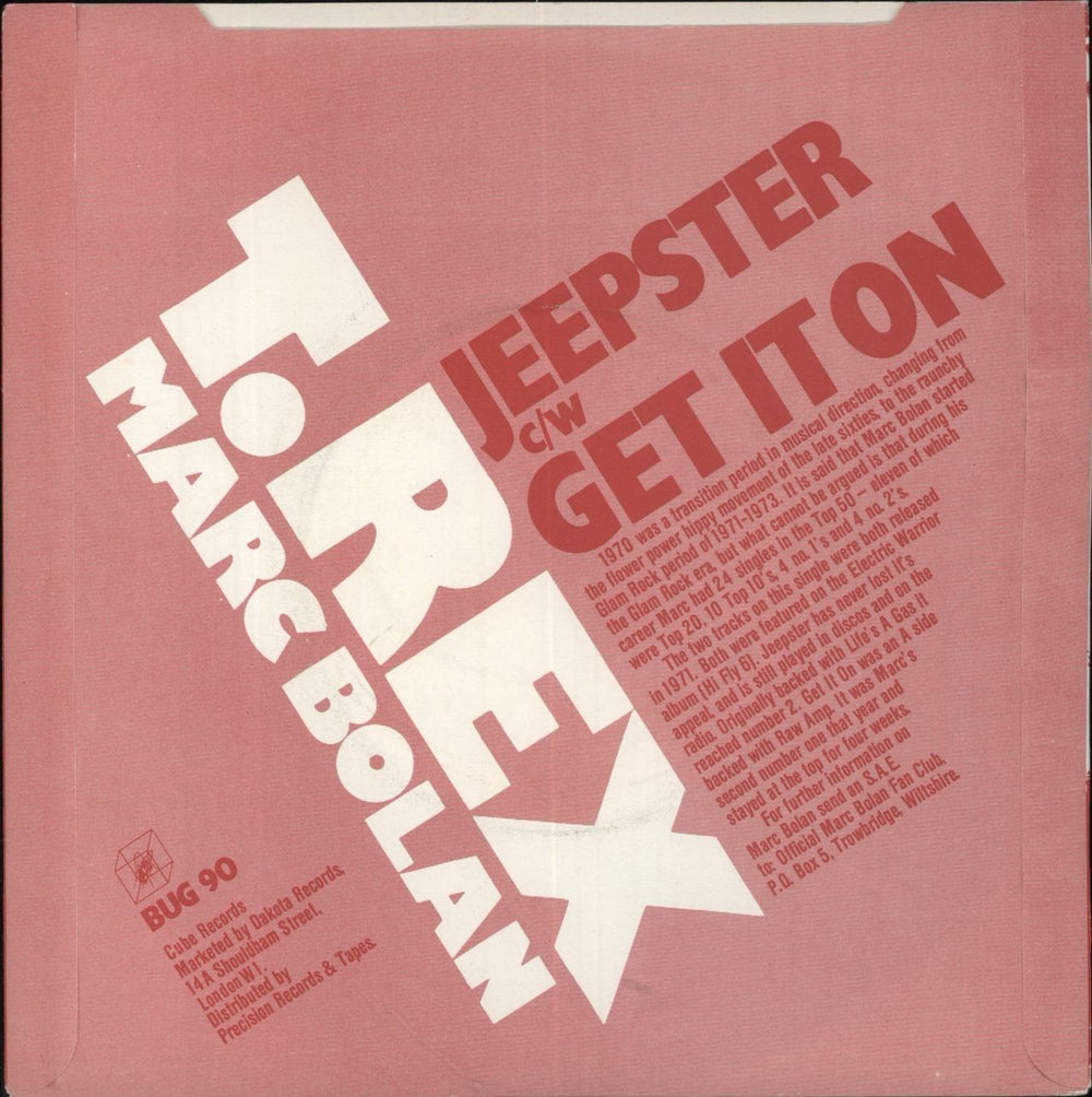T-Rex / Tyrannosaurus Rex Jeepster - Solid + Sleeve UK 7" vinyl single (7 inch record / 45)